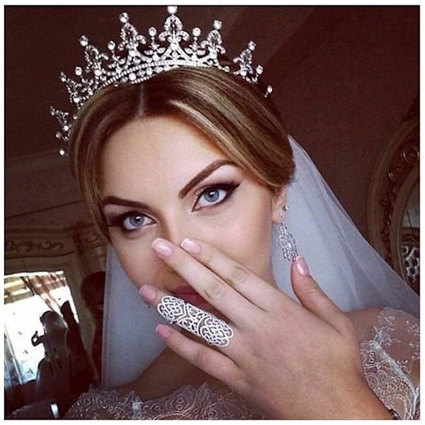 Sølv Krystal Dronning Krone Hårbånd med Kam Rhinestones Prinsesse Hårpynt til Kvinder Piger Bryllup Tilbehør