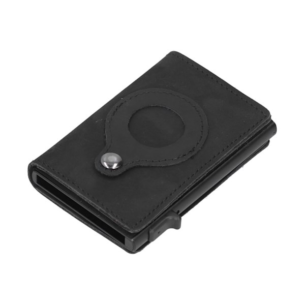 Korthållare i kohud, RFID-skydd, multifunktionell, äkta läder, kreditkortshållare, svart