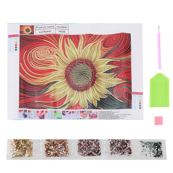 DIY 5D Strassmålning Borr Broderi Blommig Korsstygn Heminredning Solros