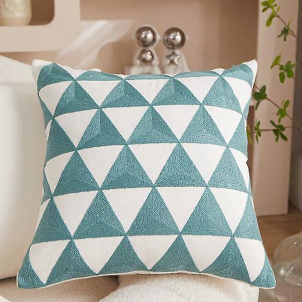 Sett med 4 Enkle Dekorative Putetrekk 45 x 45 cm Myke Slitesterke Firkantede Putetrekk med Geometriske Trykte Mønstre