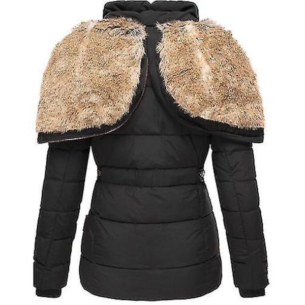 Vintervarm dame dunjakke - Langærmet casual daglig jakke 4XL sort