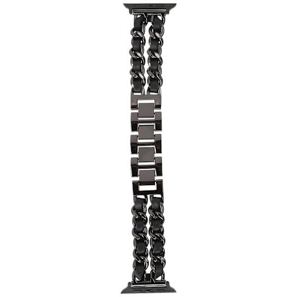 Armband i rostfritt stål och konstläder för IOS Watch 6 Svart+Svart 38/40mm