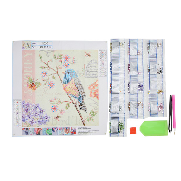 Rhinestone Painting Kit Fågelmönster Blankt Utsökt DIY Hemväggsdekoration 5D Målningskonst 30x30cm