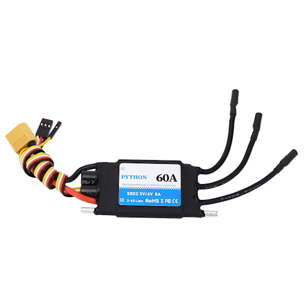 RC elektrisk fartskontroller 60A vanntett ESC for RC båt RC skipsmodell 5V 6V 8A svart