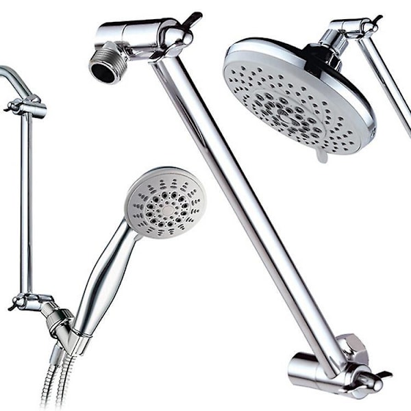 Justerbar Duschhuvud Förlängningsarm 28 cm Mässing Duscharm Förlängningshårdvara Borstad Nickel Väggmonterad Duschhuvud