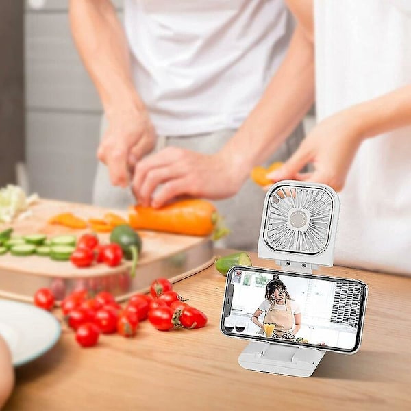 Mini Lommeventilator, Håndholdt Elektrisk Ventilator, Mini USB Bærbar Ventilator, Personlige Bærbare Genopladelige Ventilatorer, Foldbar Justerbar Halsventilator, Hvid