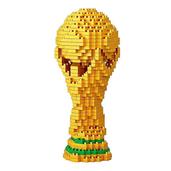 Ultimate Gift: 900 Pcs World Cup Trophy & Ball Building Block Set Yellow