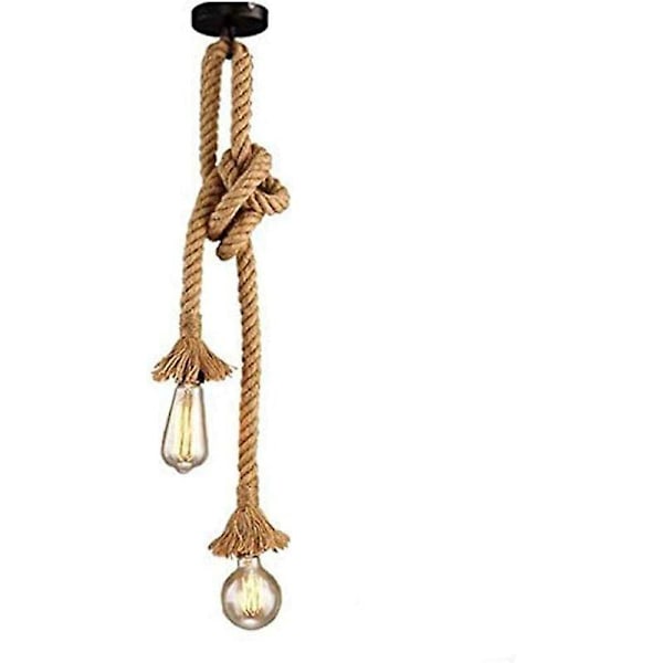 60CM Pendellampe Lysekrone Hamp Tau Industriell Taklampe for Hjem Stue Balkong Restaurant