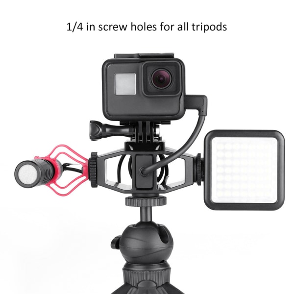 Ulanzi Vlogging Stand Bracket Dobbel Cold Shoe Mount 1/4 tommers stativtråd for GoPro