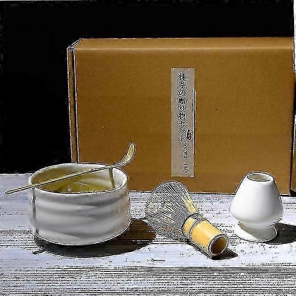 4 stk./sæt Traditionelt Matcha sæt Bambus Keramik Matcha skål med piskerisBY 6