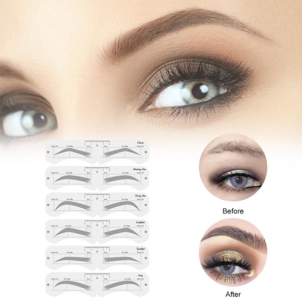 Makeup øyenbrynsformsett PEVA myk øyenbrynsformer med elastisk bånd Gjenbrukbart DIY Makeup Tool for nybegynnere