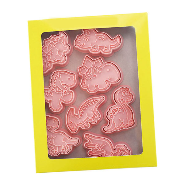 Dinosaur Cookie Form Sød Mad Grade Plastik 3D Dyr Bage Cutter til Kiks Kager Desserter Håndværk