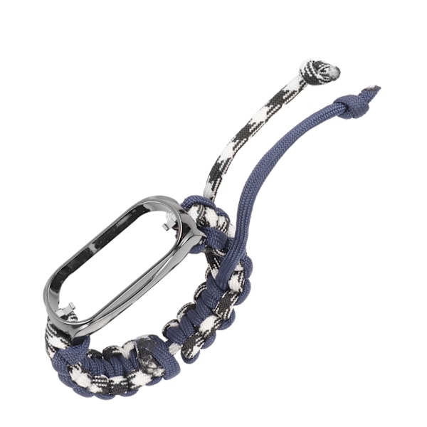 2 i 1 flettet sløyfearmbånd for Mi Band 7 Justerbar stretchy nylon pustende sportsstropp med metallramme Marineblå