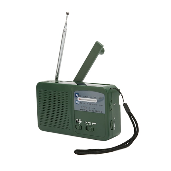 Solar Handvev Radio Multifunktion Bärbar Uppladdningsbar Nödradio med LED-ficklampa för Camping Outdoor Green