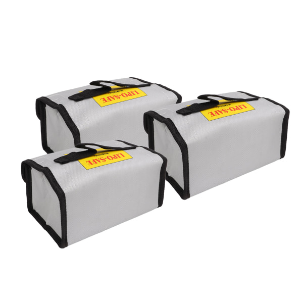 3 stk LiPo-batterisikkerhetspose, flammehemmende, høy temperaturbestandighet litiumbatteripose