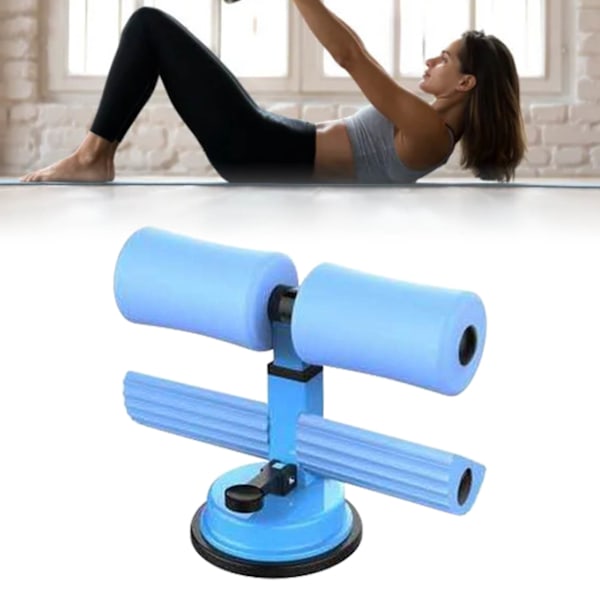 Sit Up Bar Golv Metall Dubbel Stång Bärbar Sit Up Assistent Enhet med Sugkopp för Fitness Träning Bukmuskler Helkroppsträning Himmelblå