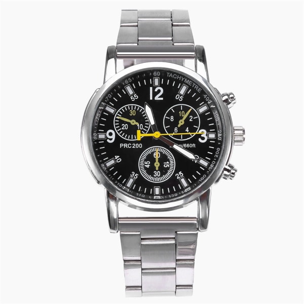 Menn mannlig analog klokke i rustfritt stål armbåndslegering armbåndsur (svart)
