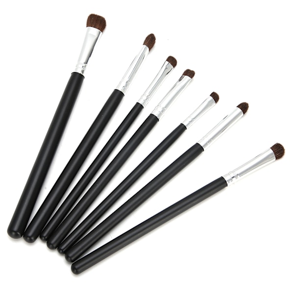 7 stk Make Up Brushes Set Cosmetic Foundation Powder Blush Concealers Øjenskyggebørster Sort og Sølv