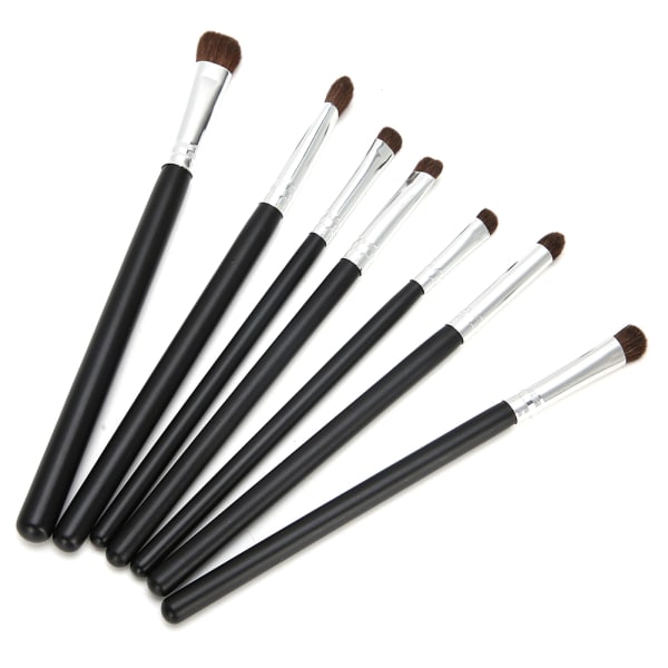 7 stk Make Up Brushes Set Cosmetic Foundation Powder Blush Concealers Øyenskyggebørster Svart og Sølv