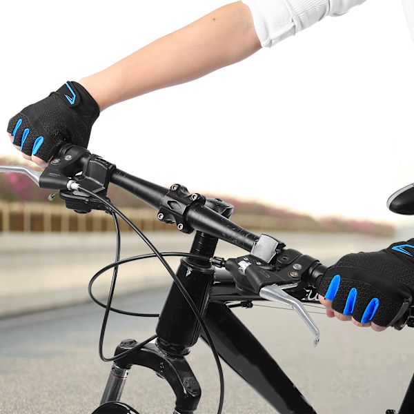 BOODUN 1 par utomhus cykel halvfingerhandskar halkfria tillbehör för sport (svart blå M)