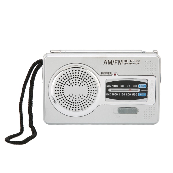 AM FM-transistorradio DSP-brikke bærbar lommeminiradio med høyttalerhodetelefonuttak Sølvgrå