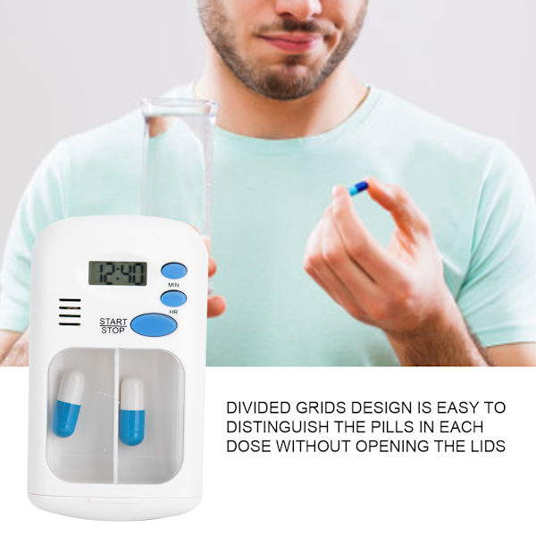 Mini kannettava lääketablettipilleri case organizer RemiderMedicine-muistutuksella
