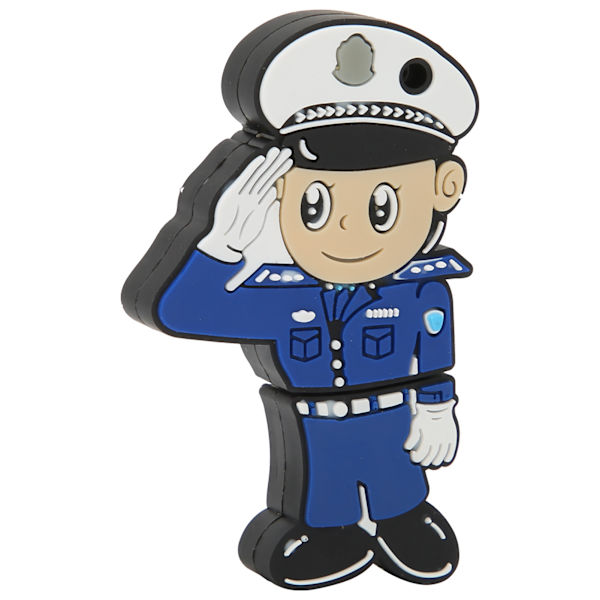 U Disk Cartoon Creative Flexibel Plast Portable för Windows 98 / Me / 2000 / XP USB2.0Policeman 32G