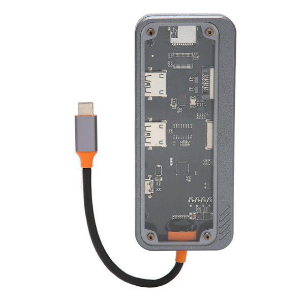 Tyyppi C -keskitin PD-lataus USB 3.0 2.0 RJ45-verkko läpinäkyvä kuori moniporttinen telakointiasema kannettavalle TV:lle 8 in 1 100M verkkoporti