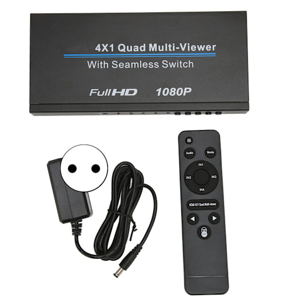 HD-multimedia-gränssnitt Quad Multi Viewer 4x1 4 i 1 ut 1080P IR HD-multimedia-gränssnitt Quad Multi Viewer 110‑240V EU-kontakt