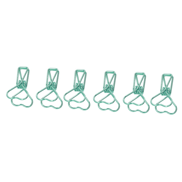 100 kpl Binder Clips Söpö Sarjakuva Sydän Muoto Metalli Ontto Pitkä Häntä Klipsit Paperi Puristimet Toimistotarvikkeet Vihreä