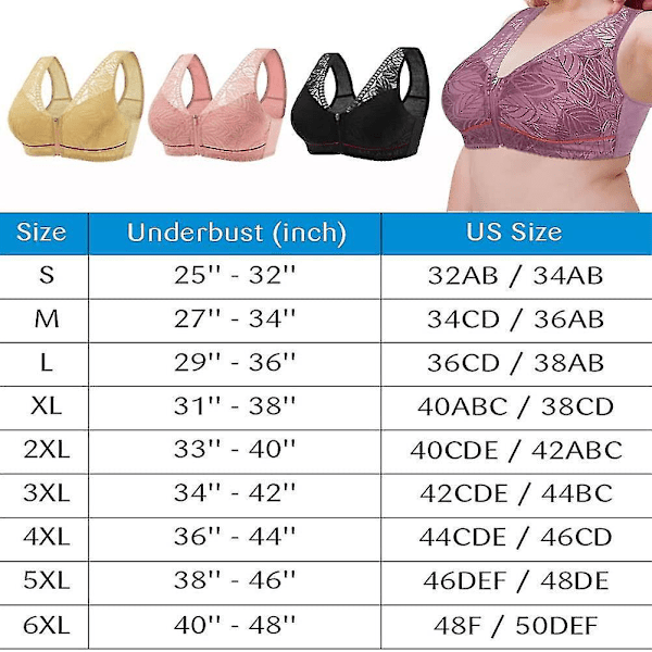 Gul Plus Size Front Lukking Trådløs BH fra Camilace