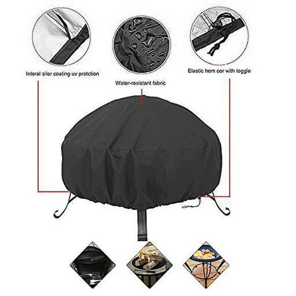 Musta Pyöreä Fire Pit cover - 96cm x 50cm - Basics 42d