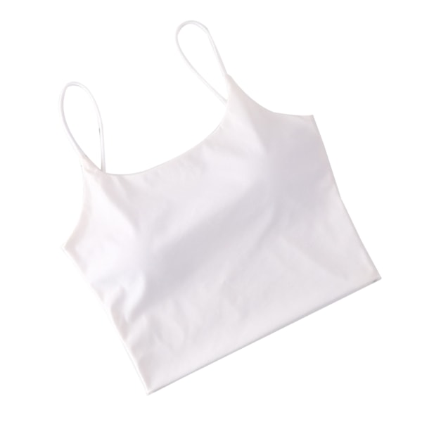 Spaghetti strop tanktop - Ærmeløs, rygløs, polstret crop-top til daglig brug, træning, yoga, hvid, fri størrelse