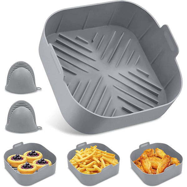 Återanvändbara Silikonfodral för Airfryer - Livsmedelssäkra Behållare för Airfryers (8,2 tum)