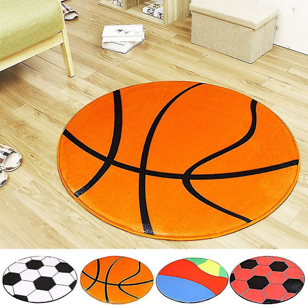 Jalkapallo- ja koripallokuvioinen pyöreä tuolimatto kodin tai toimiston sisustukseen 60cm3