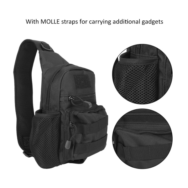 Sports Sling Chest Bag Camouflage Tactics Outdoor Compact Haversack Hiking Cycling Pack BagBlack