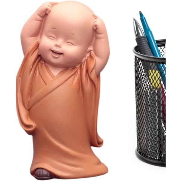 Liten Munkdocka, Buddha Staty för Barn - Söta Buddha Munk Statyer i Resin, Centerpiece