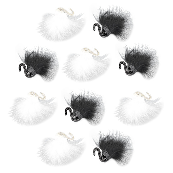 10 stk. Svane Patch Sort Hvid Fjer Dekoreret Rhinestones DIY Strygejern Brug Håndarbejde Broderet Patch til Tøj