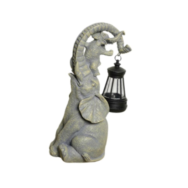 Elefantstatue med solcellelampe til terrasse, indendørs, udendørs gårdhave, lille