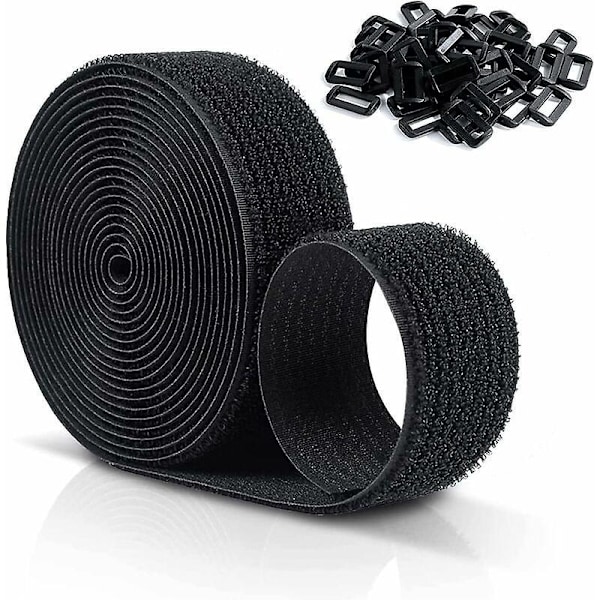 10M X 20Mm Uudelleenkäytettävä Naarmuuntumaton Hihna, Säädettävät Nippusiteet 50 Muovisoljella, Vapaasti Leikattavat Mustat Nylon Nippusiteet