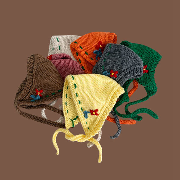 Stickad öronhattvärmare Retro Handgjord Höst Vinter Ins Stil Söt Kvinna Tillbehör Kaffe M(56-58cm)