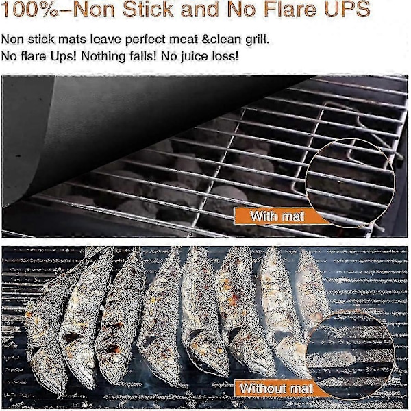 Grillausmatto, 6 kpl tarttumattomia grillausmattoja hiili-, sähkögrilleihin, lämmönkestävä, helppo puhdistaa -CNSZ