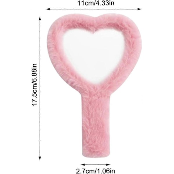 Lite Håndspeil, Søtt Hjerteformet Sminkespeil med Håndtak, Flerbruks Hjemmespeil, rosa