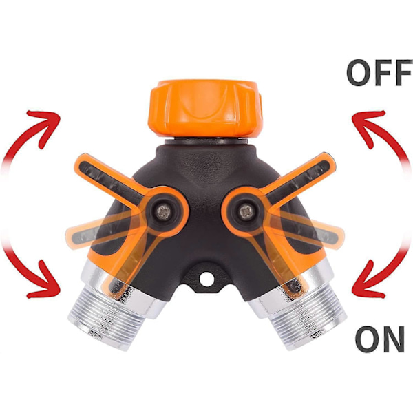 Haveslange Splitter 2 Vejs Kraftig, Y Vandslangehane Adapter, 3/4\" Gevind Messingbeslag, Høj Flow Slangekobling til Udendørs Vandhane, Separa