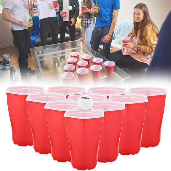 Hexcup Beer Pong röd spelkopp set fest