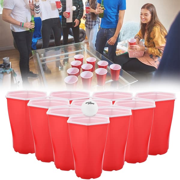 Hexcup Beer Pong rød Spillkoppsett Fest