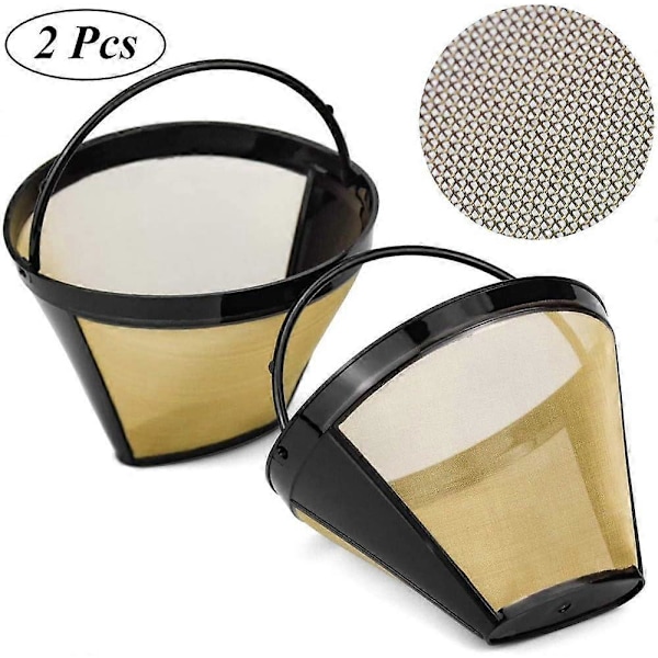 2 Stycken Återanvändbara Kaffefilter, Mesh Kaffefilter, Permanent Återanvändbart Kaffefilter
