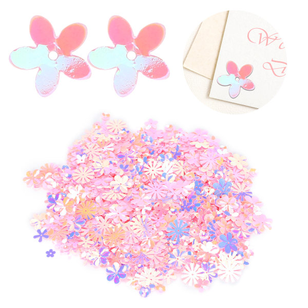 Konfetti Blomsterformet Glitter Pailletter Spangles Fest Bryllupsdrys Del Dekoration Supplies (Farverig Pink)