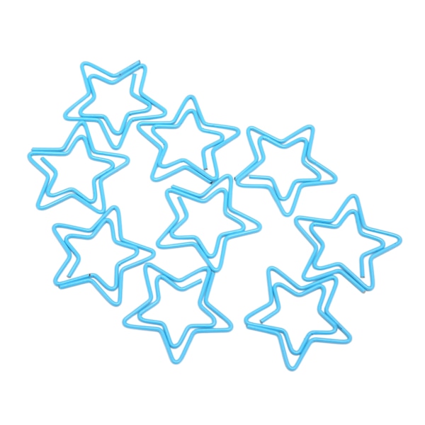 100 stk. stjerneformede papirclips med plating-proces, rustfri, praktiske, metalliske papirclips til kontor, blå