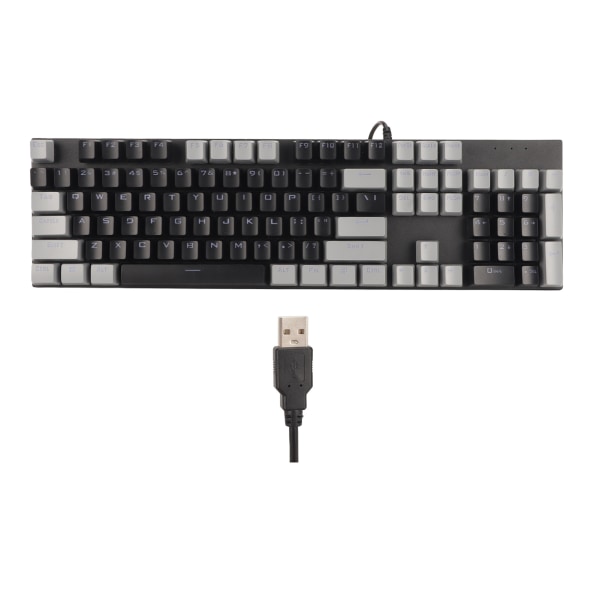 104 Taster Mekanisk Gaming Keyboard 28 Baggrundsbelysningstilstande Blå Switch Plug and Play RGB Kablet computertastatur til Windows til Linux Sort Grå